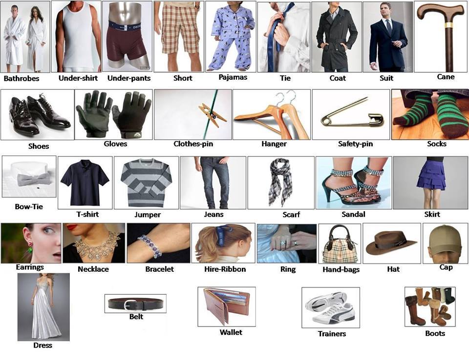 Learning about clothes and accessories English lesson
