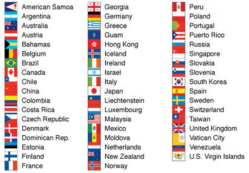 Some of the flags from around the world please download the PDF file for free to get the full list 