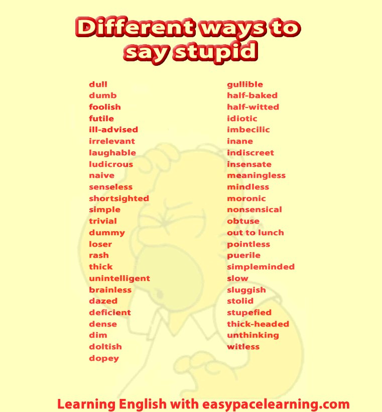 69 different ways you can say the word stupid