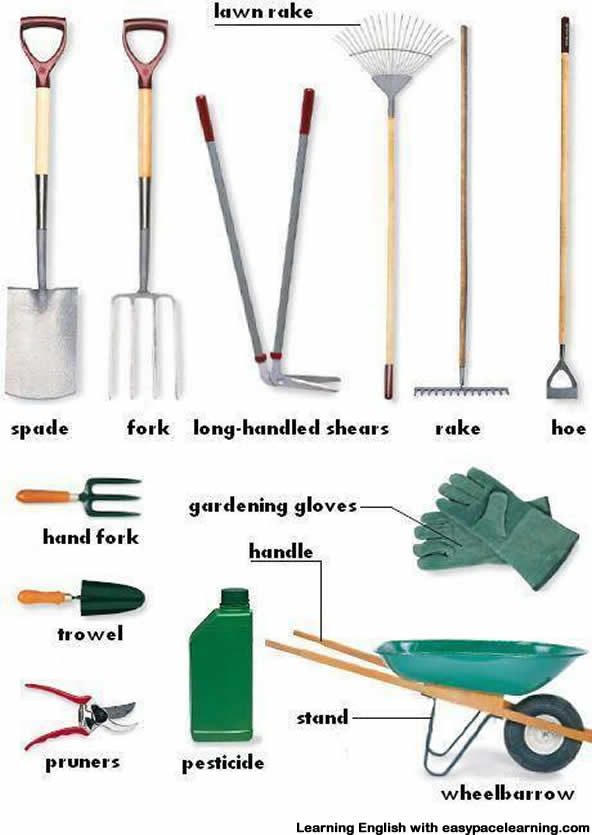 Learning the vocabulary for garden equipment
