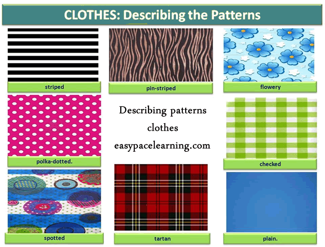 Learning about clothes patterns English lesson