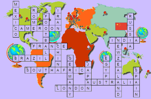 Abswer to the crossword on countries and cities