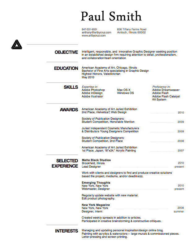 Resume In English For Job writing a CV example