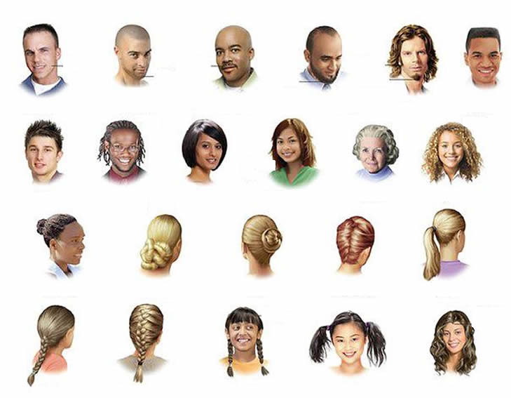 Different types of hair for men and women exercise