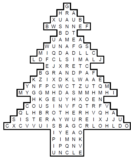 family members word search puzzle