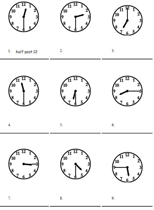 telling the time exercise