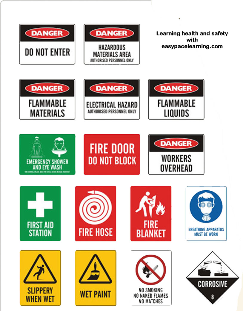 Learning  health and safety signs 