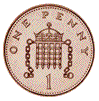 an English one pence coin