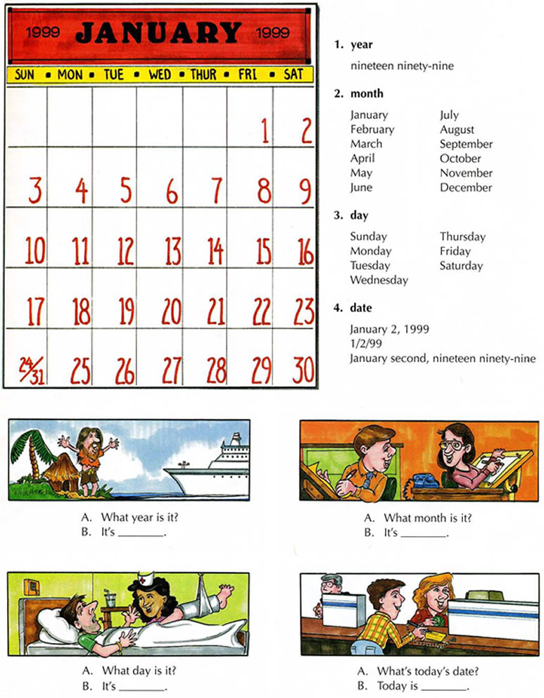 Learn the vocabulary for calendars 