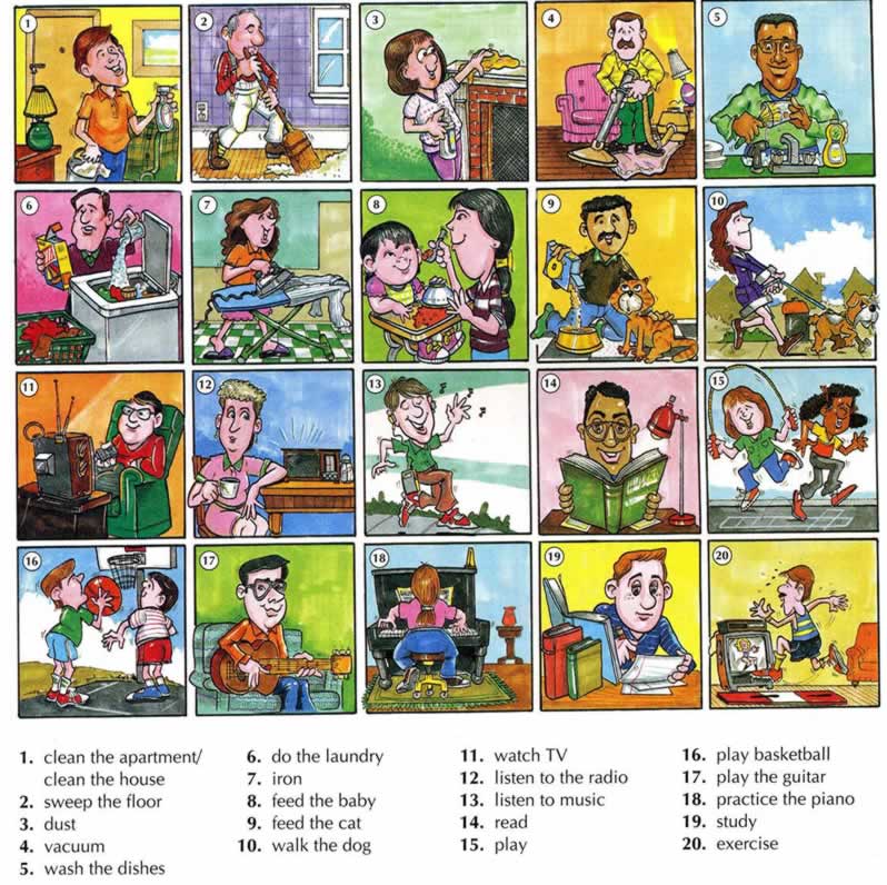 Activities done everyday vocabulary with pictures