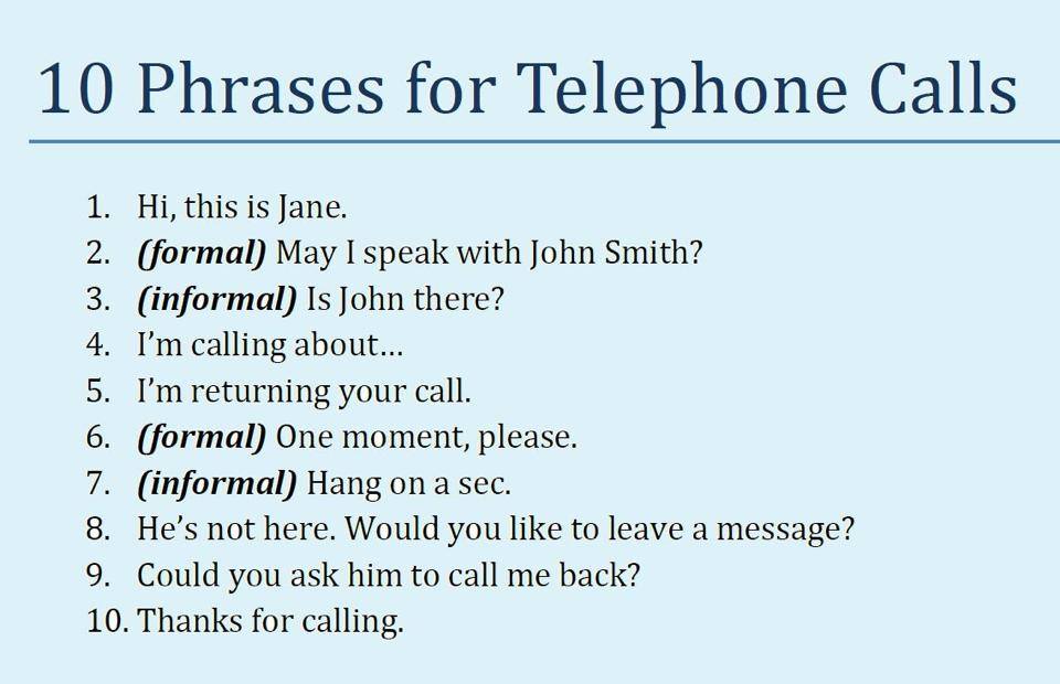 10 phrases you can use when making a telephone call