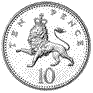 An English ten pence coin