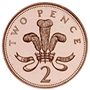 an English two pence coin